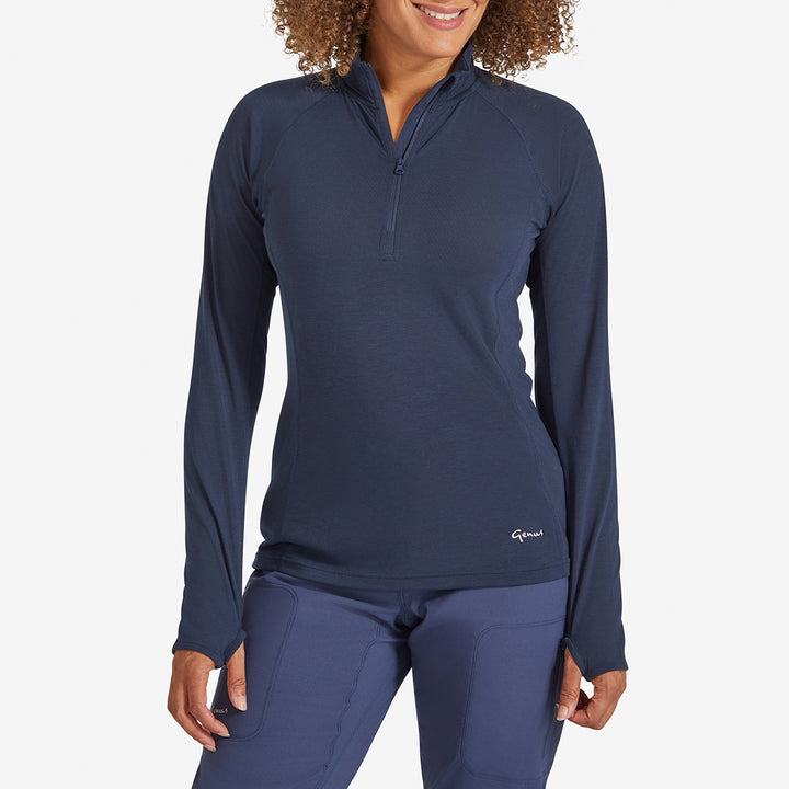 Women's Eden Gardening Zip-Neck Top - Marine Blue