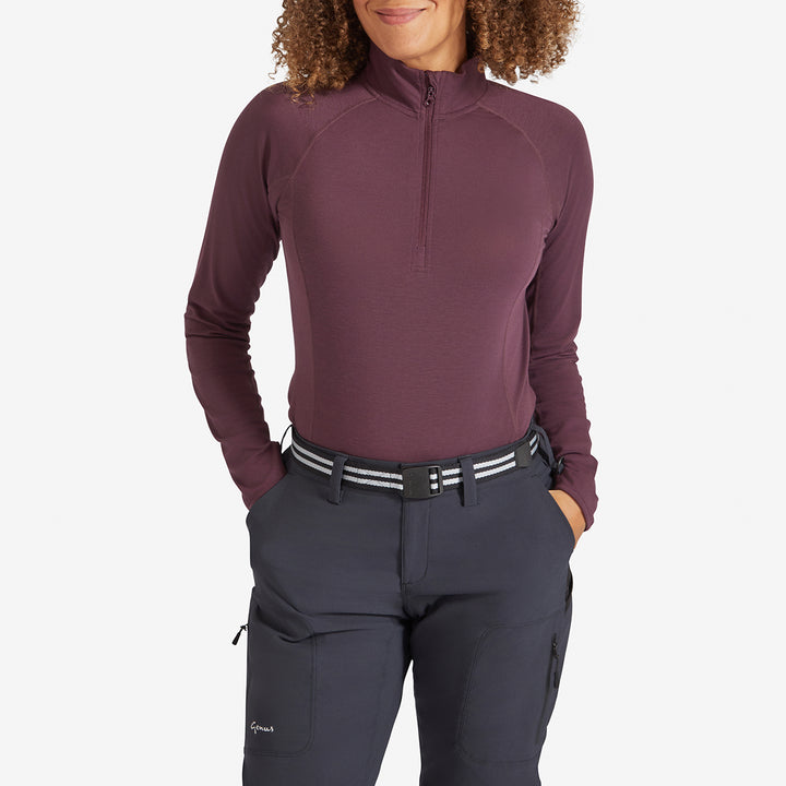 Women's Eden Gardening Zip-Neck Top - Prune Damson