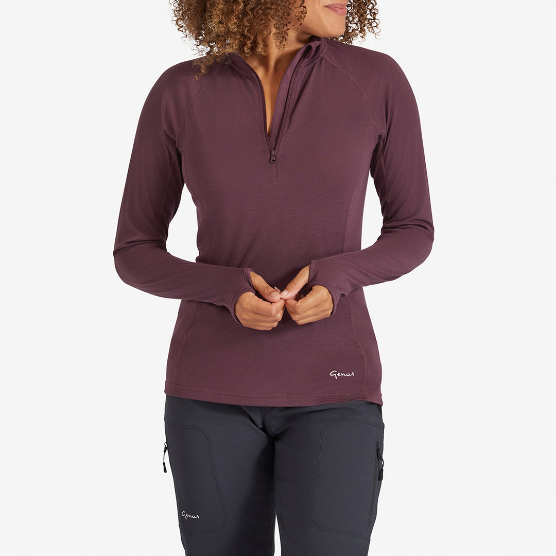 Women's Eden Gardening Zip-Neck Top - Prune Damson