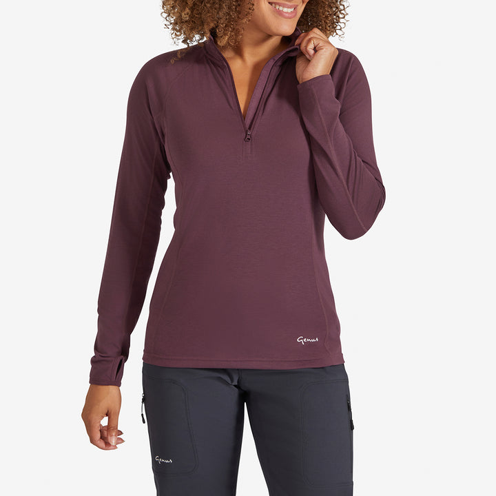 Women's Eden Gardening Zip-Neck Top - Prune Damson