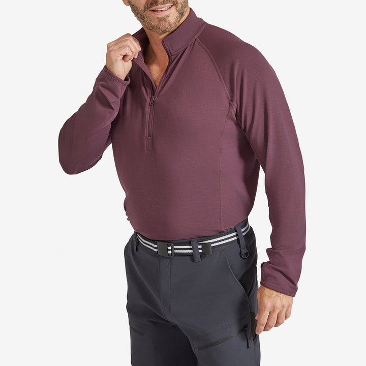 Men's Eden Gardening Zip-Neck Top - Prune Damson