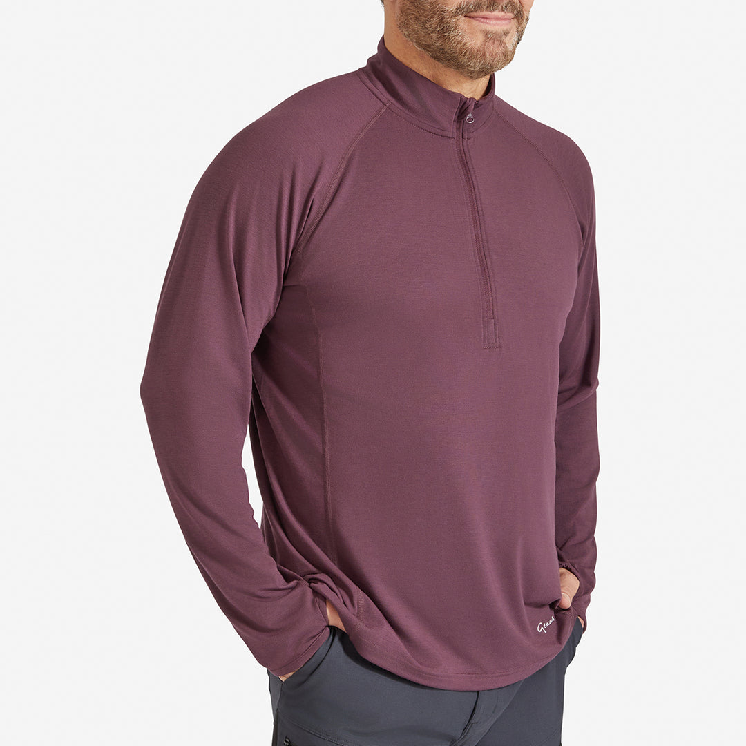 Men's Eden Gardening Zip-Neck Top - Prune Damson