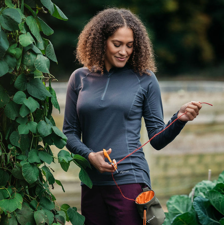 Women's Eden Gardening Zip-Neck Top - Charcoal