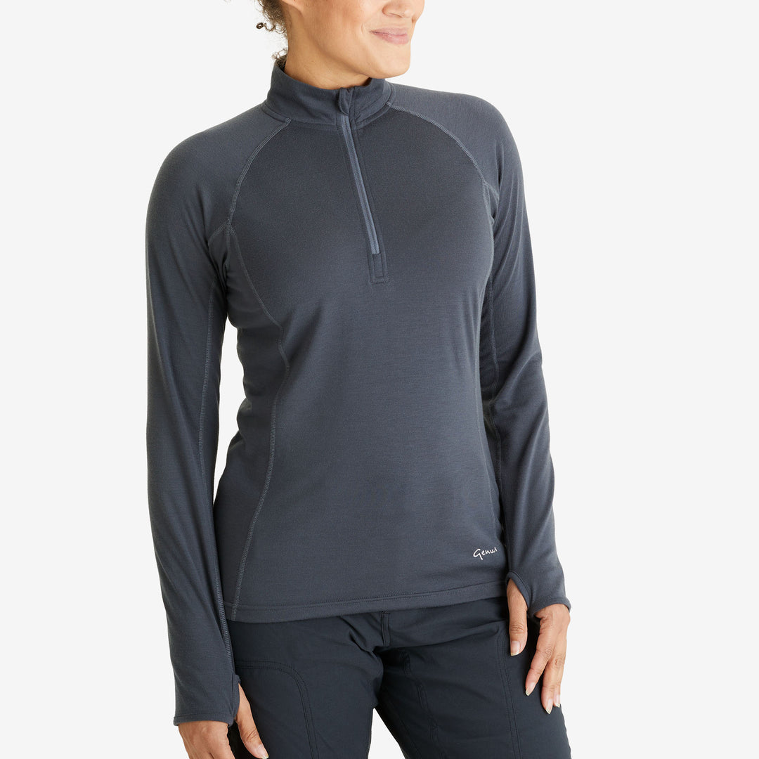 Women's Eden Gardening Zip-Neck Top - Charcoal